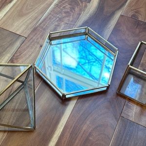 Noonday Collection Brass and Glass Set of 3 Tray Vase Display